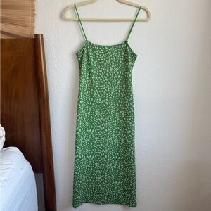 Zara Green and Pink Patterned Midi Dress